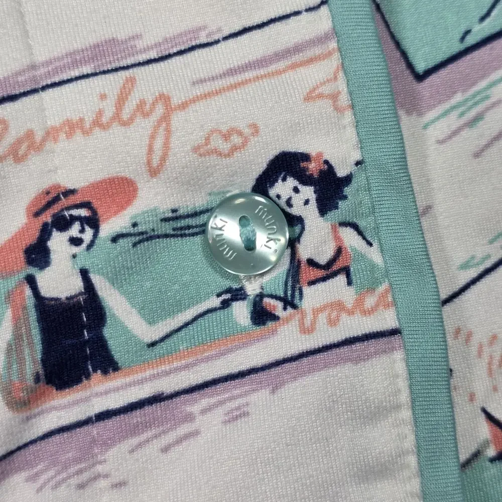 Munki Munki Bon Voyage Pajama Set Women’s Large Button Front Travel Print